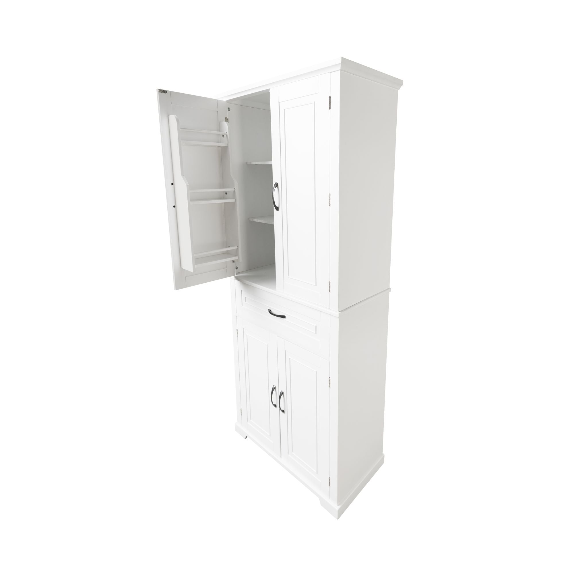 White Bathroom Storage Cabinet with Doors, Drawer and Adjustable Shelf