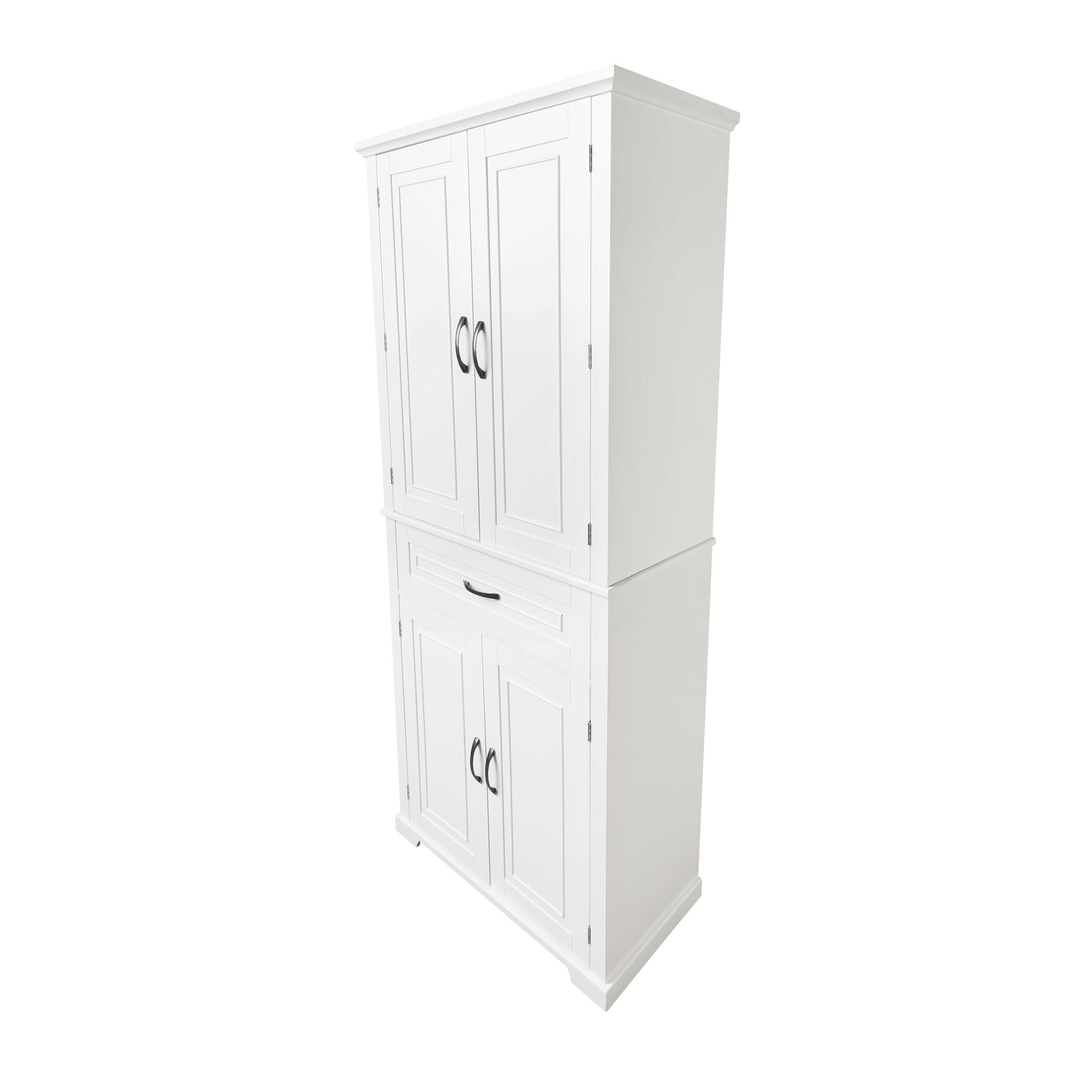 White Bathroom Storage Cabinet with Doors, Drawer and Adjustable Shelf