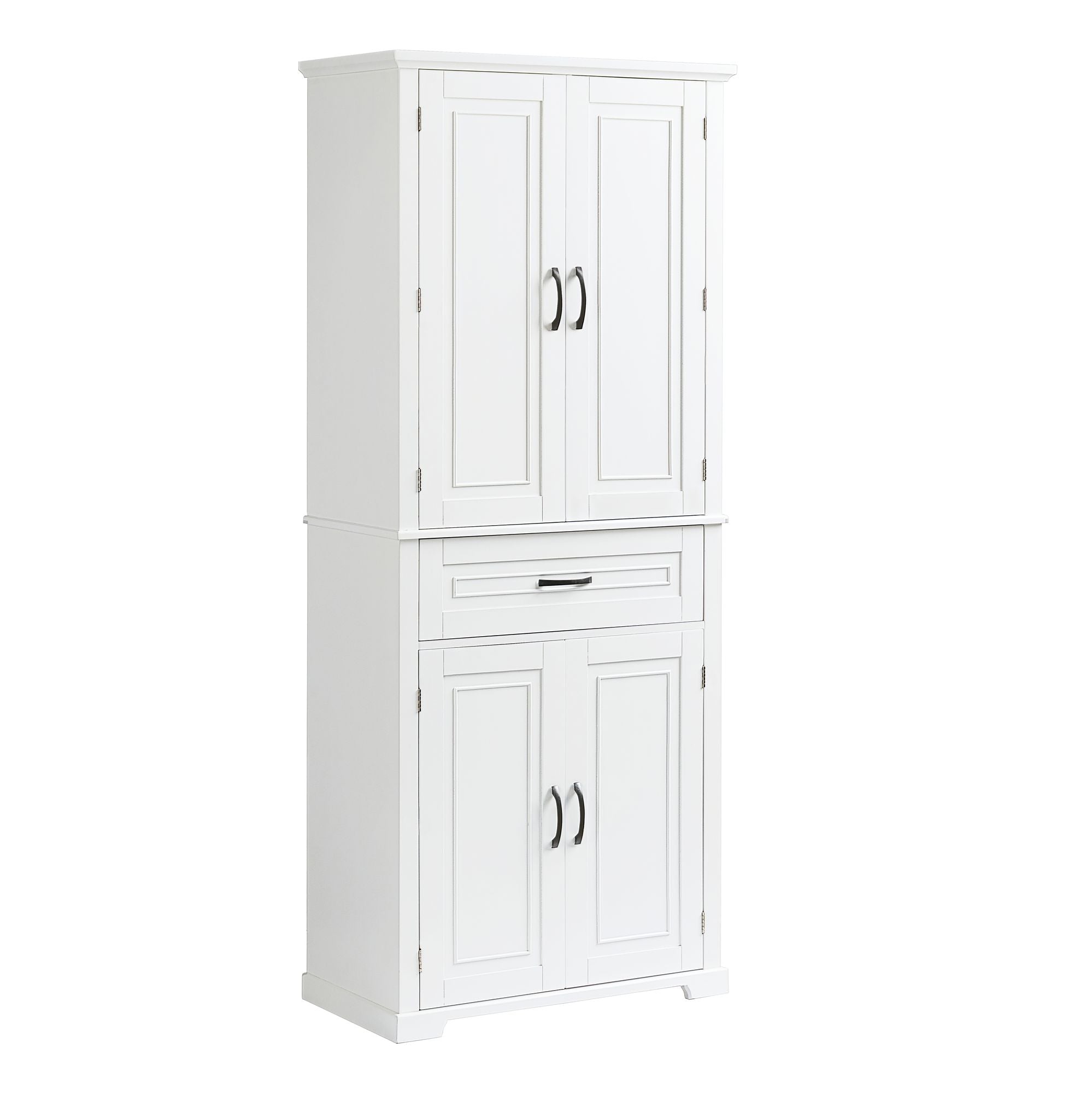 White Bathroom Storage Cabinet with Doors, Drawer and Adjustable Shelf