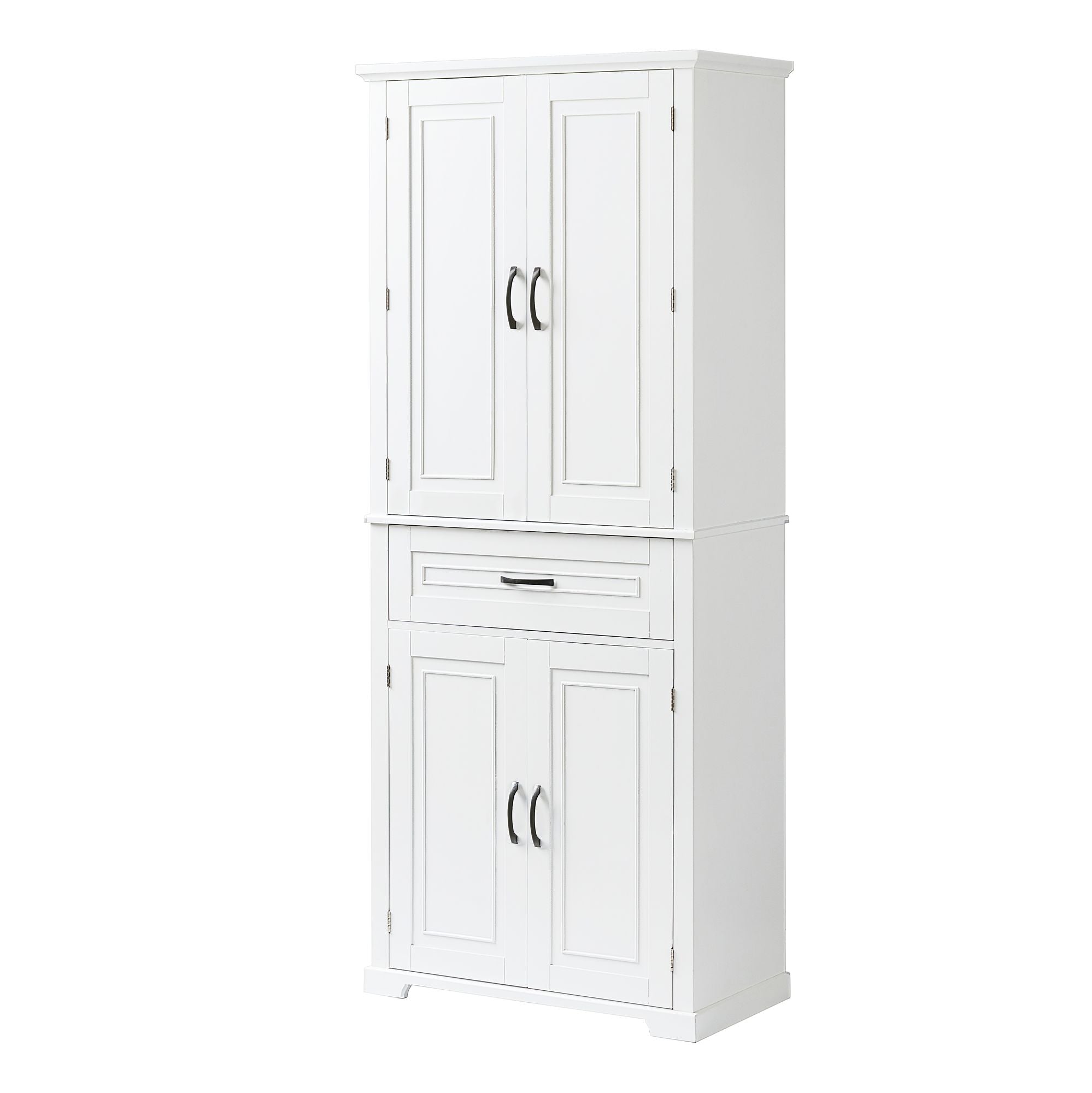 White Bathroom Storage Cabinet with Doors, Drawer and Adjustable Shelf