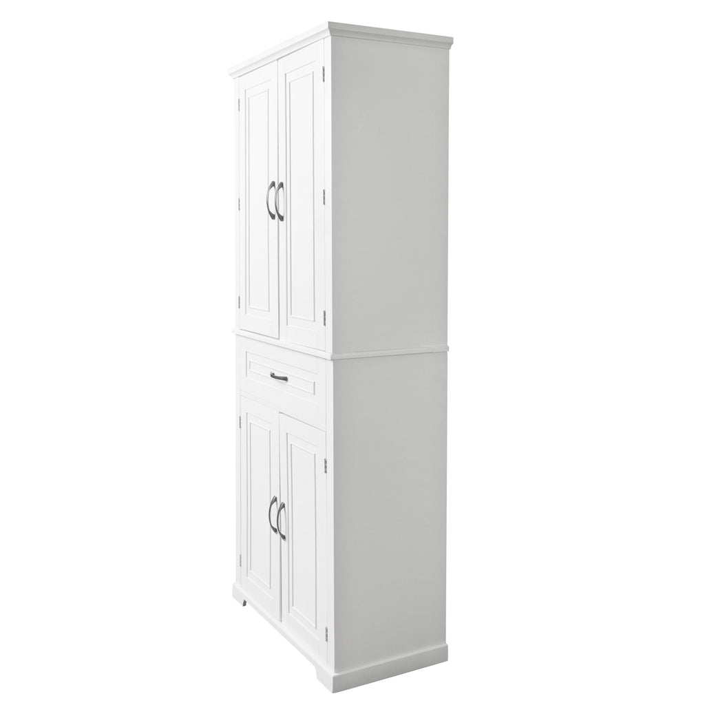 White Bathroom Storage Cabinet with Doors, Drawer and Adjustable Shelf