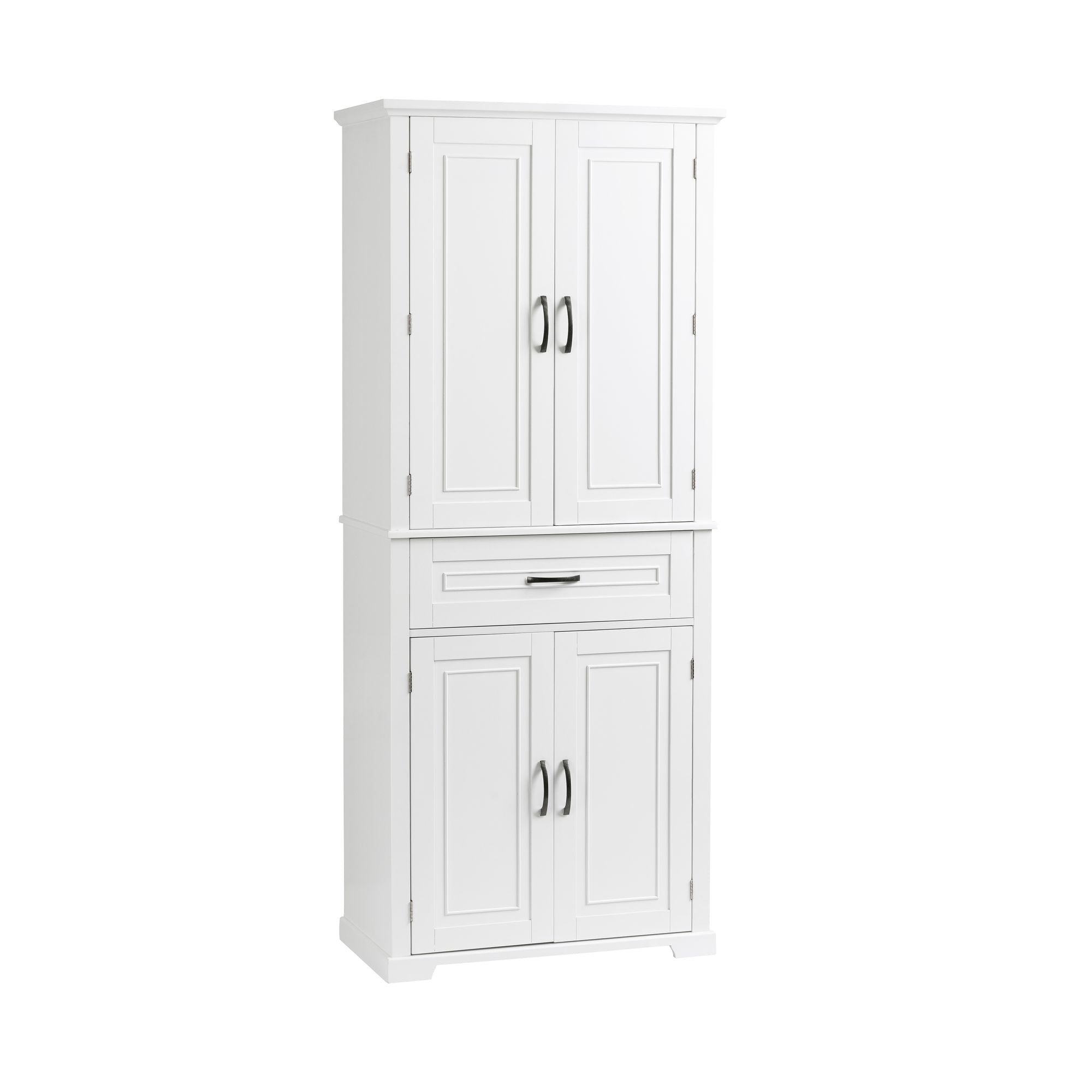 White Bathroom Storage Cabinet with Doors, Drawer and Adjustable Shelf