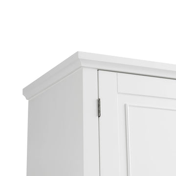 White Bathroom Storage Cabinet with Doors, Drawer and Adjustable Shelf