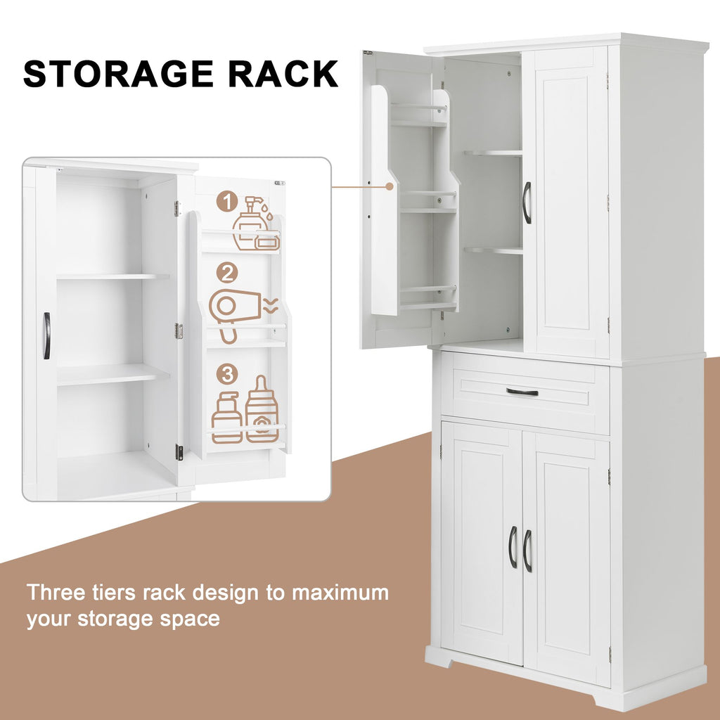 Tall Storage Cabinet with Doors, Drawer, and Adjustable Shelf