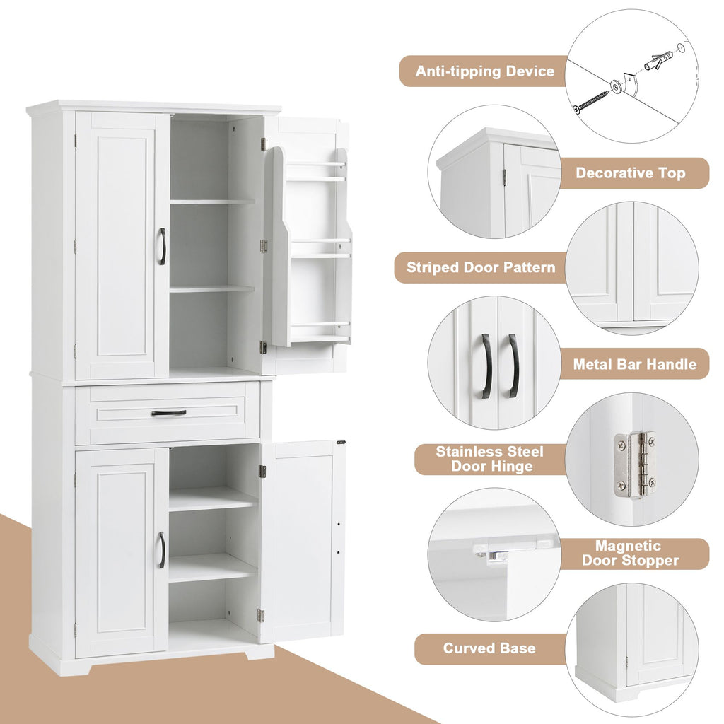 Tall Storage Cabinet with Doors, Drawer, and Adjustable Shelf
