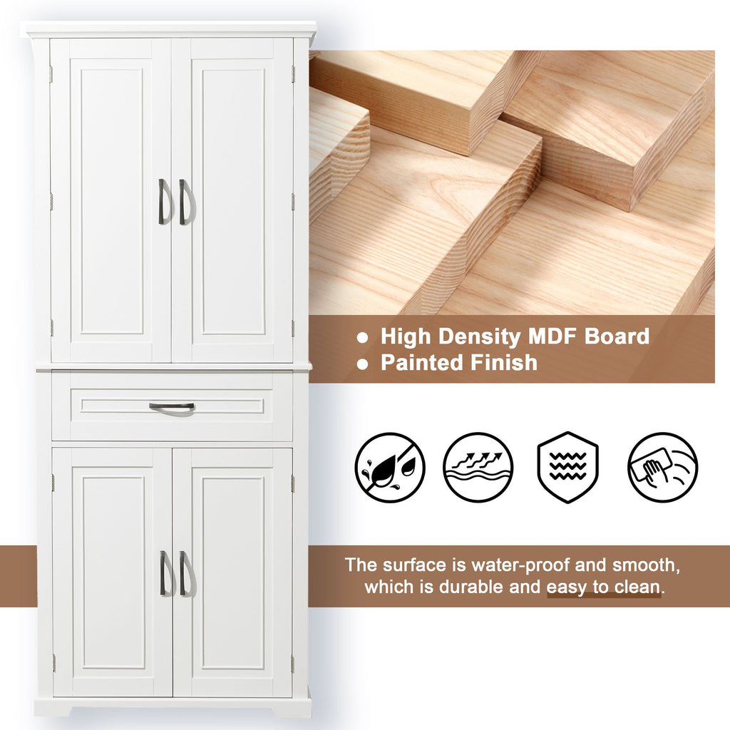 Tall Storage Cabinet with Doors, Drawer, and Adjustable Shelf
