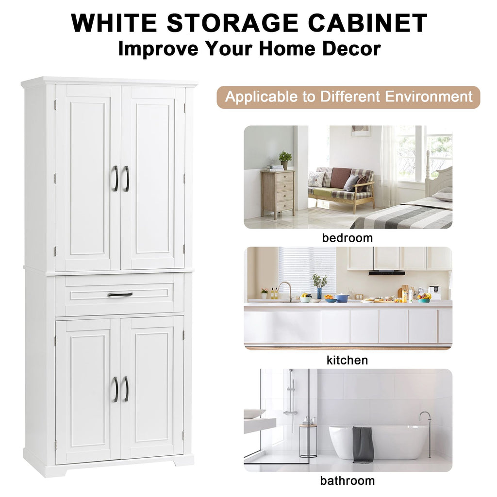 Tall Storage Cabinet with Doors, Drawer, and Adjustable Shelf