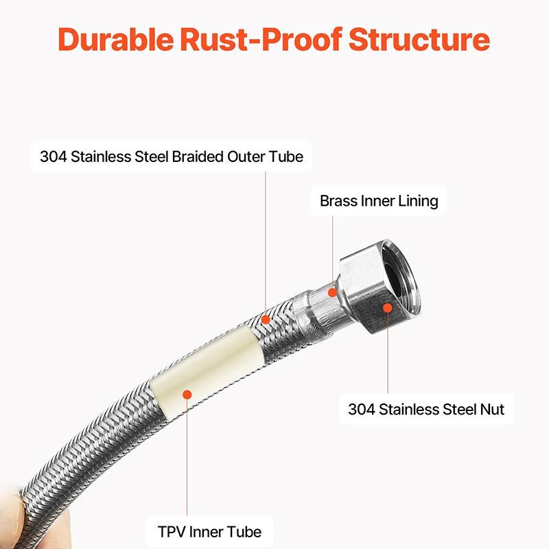 Leak-Free Faucet Supply Line Connector with Lead-Free TPV & Brass
