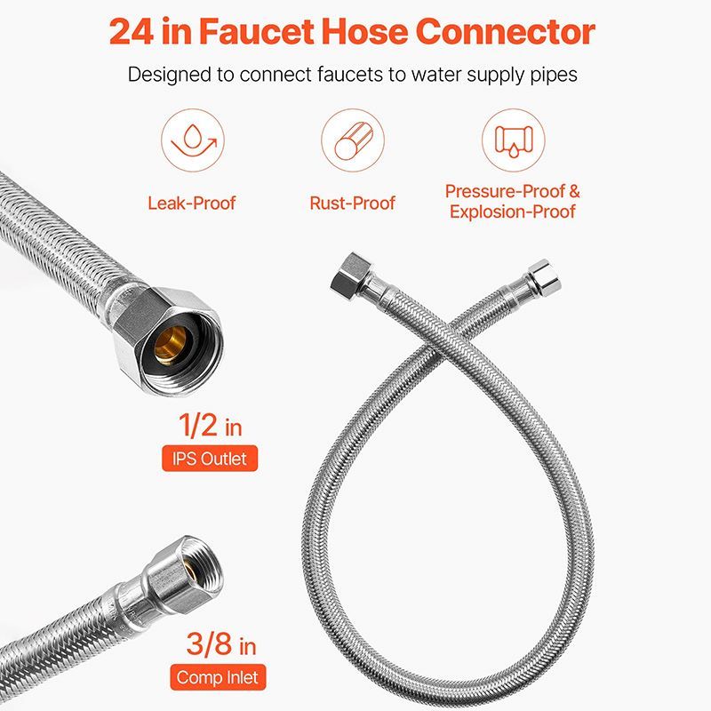 Leak-Free Faucet Supply Line Connector with Lead-Free TPV & Brass