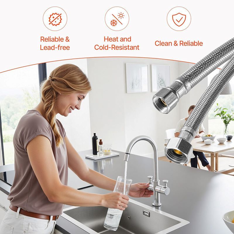 Leak-Free Faucet Supply Line Connector with Lead-Free TPV & Brass