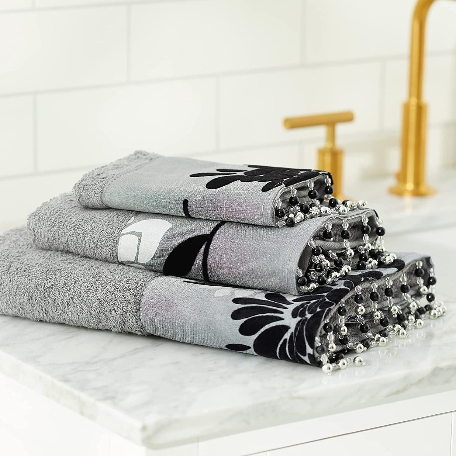 Modern Gray Bathroom Towel Set with Three Coordinated Pieces