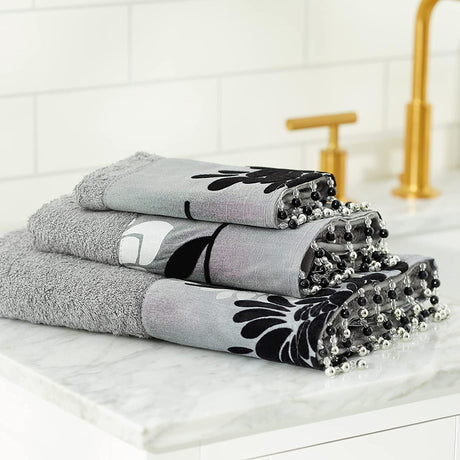 Modern Gray Bathroom Towel Set with Three Coordinated Pieces