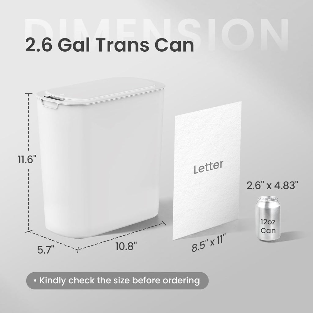Touchless Bathroom Trash Can with Automatic Lid and Slim Design