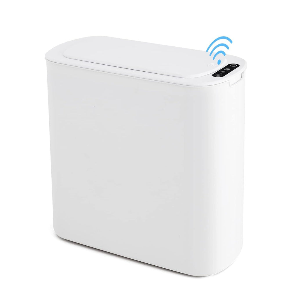 Touchless Bathroom Trash Can with Automatic Lid and Slim Design