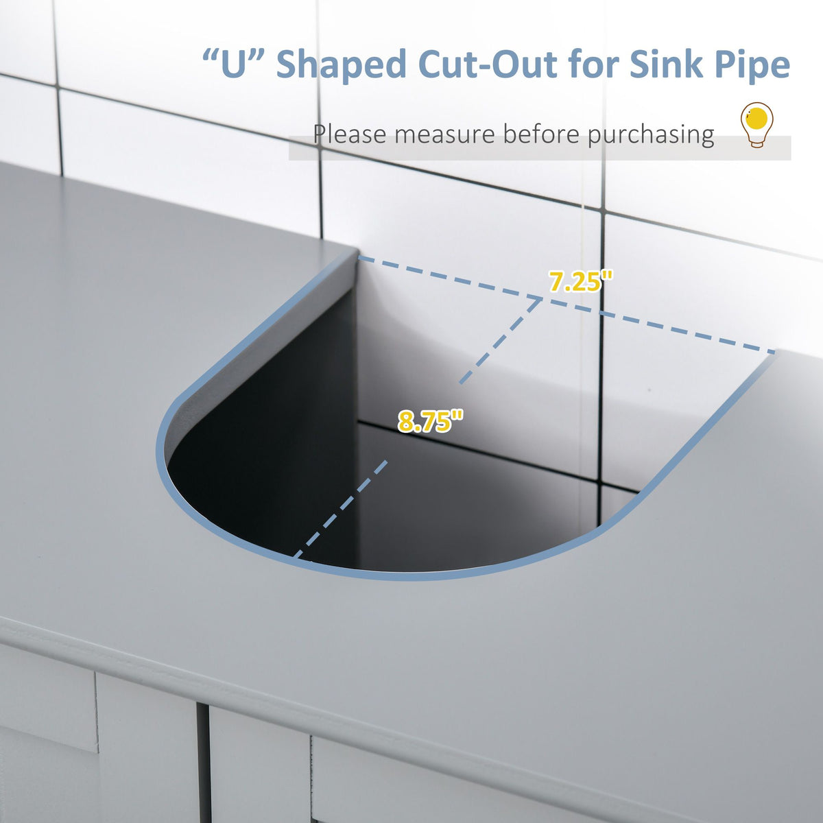 Bathroom Vanities, Bathroom Sink Cabinets with U-Shape Cut-Out and Adjustable Internal