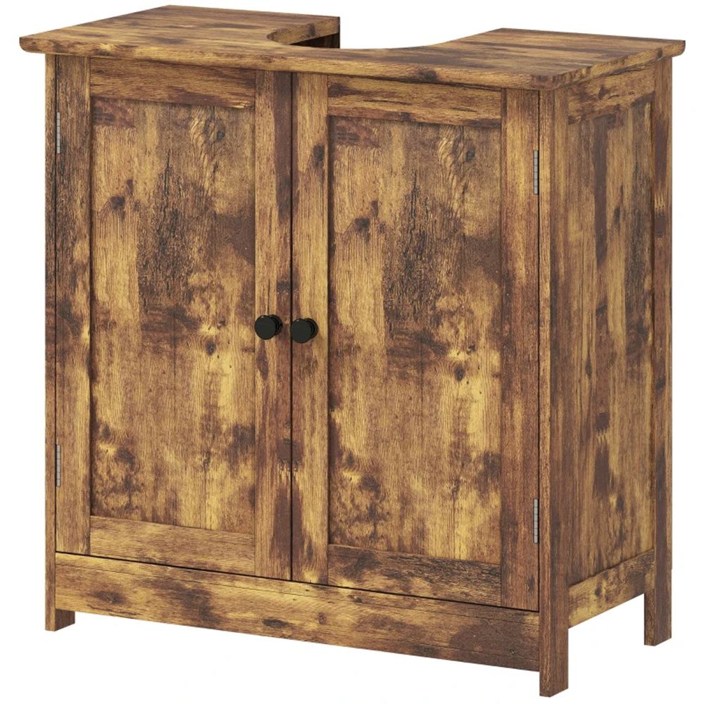 Rustic Brown Bathroom Vanity Cabinet with Adjustable Shelf