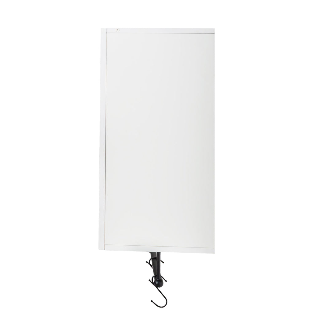 White Bathroom Wall Cabinet with Adjustable Shelf, Towel Bar and 5 Hooks