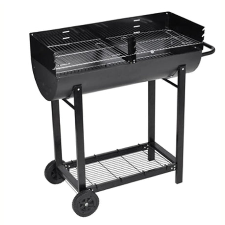 Classic Charcoal Barbecue with Two Grills and Mobility Wheels