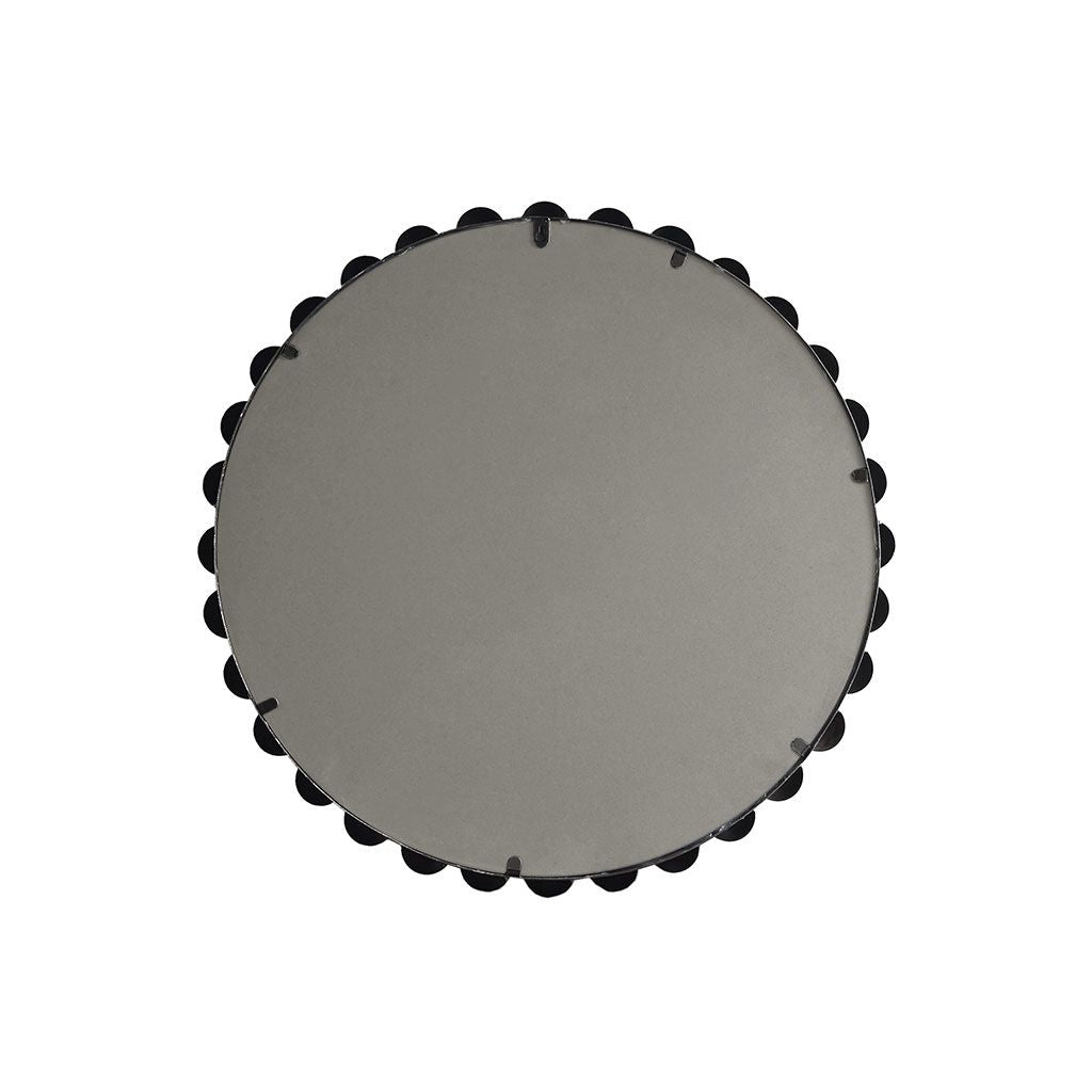 Matte Black Beaded Round Wall Mirror