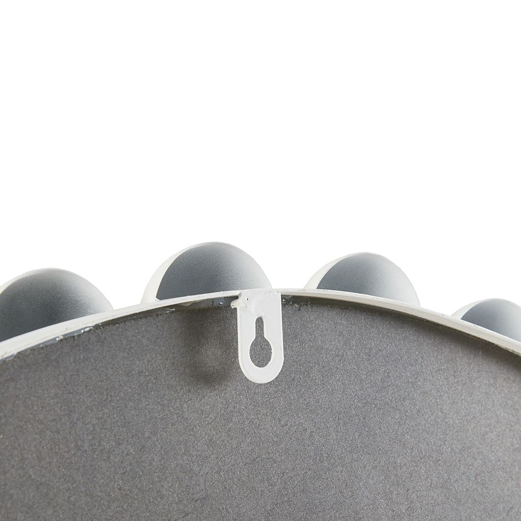 Matte White Beaded Round Wall Mirror