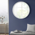 Matte White Beaded Round Wall Mirror