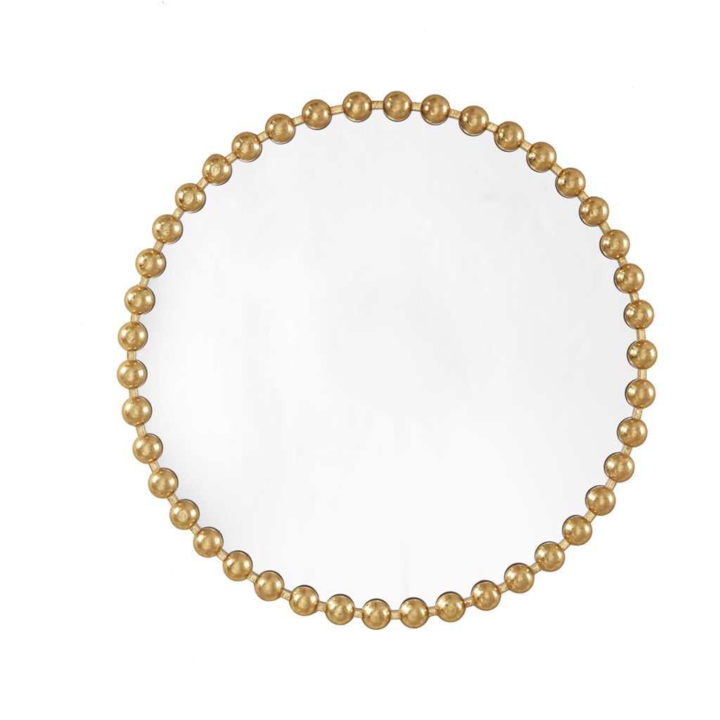 Antique Gold Beaded Round Wall Mirror