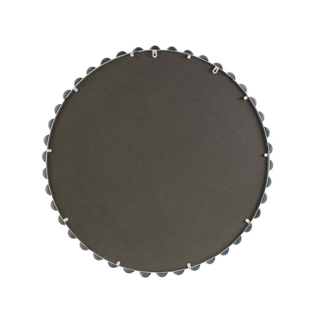 Matte White Beaded Round Wall Mirror