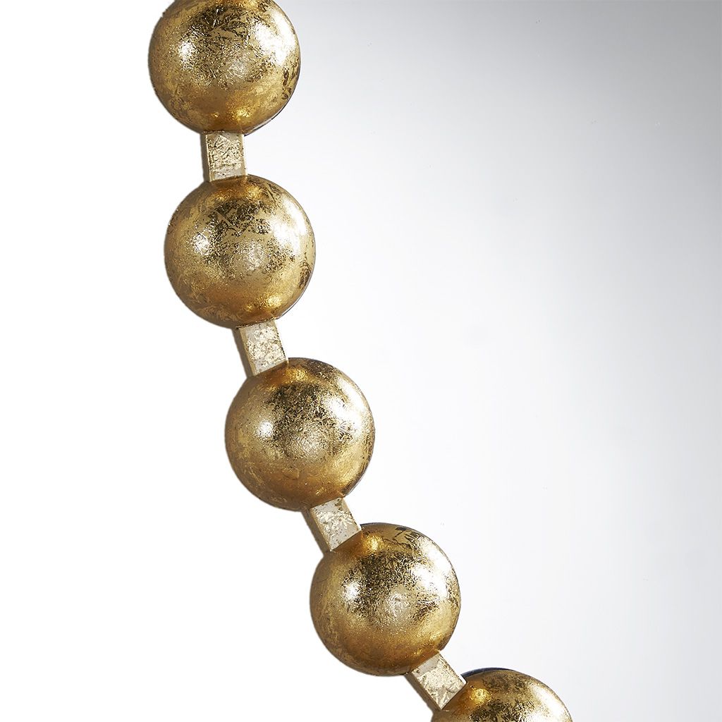 Antique Gold Beaded Round Wall Mirror