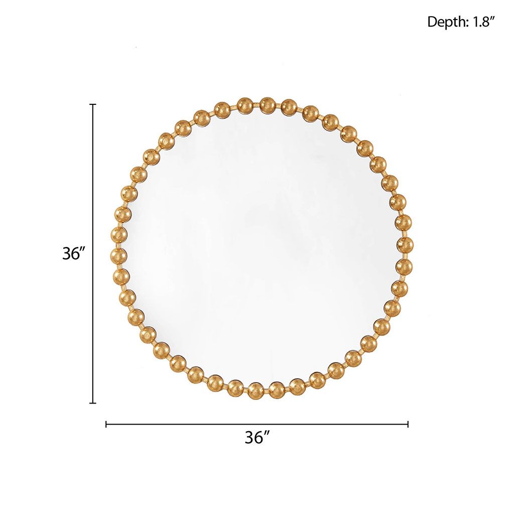 Antique Gold Beaded Round Wall Mirror