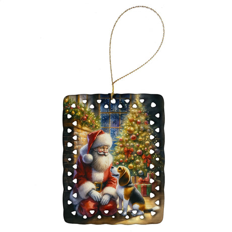 Beagle and Santa Christmas Ornament for Personal Messages