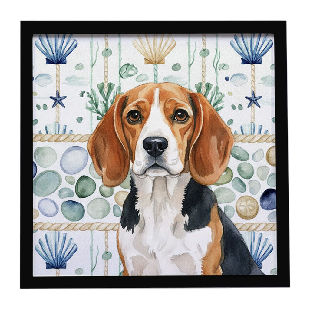 Coastal Sea Glass Framed Metal Print Wall Art | Ready to Hang