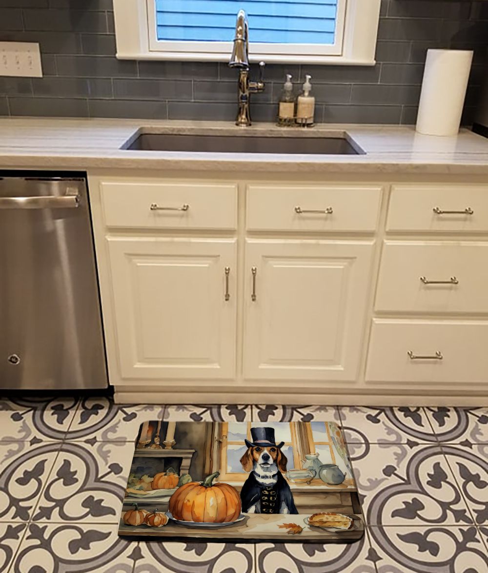 Beagle Fall Pumpkins Cushioned Kitchen Mat