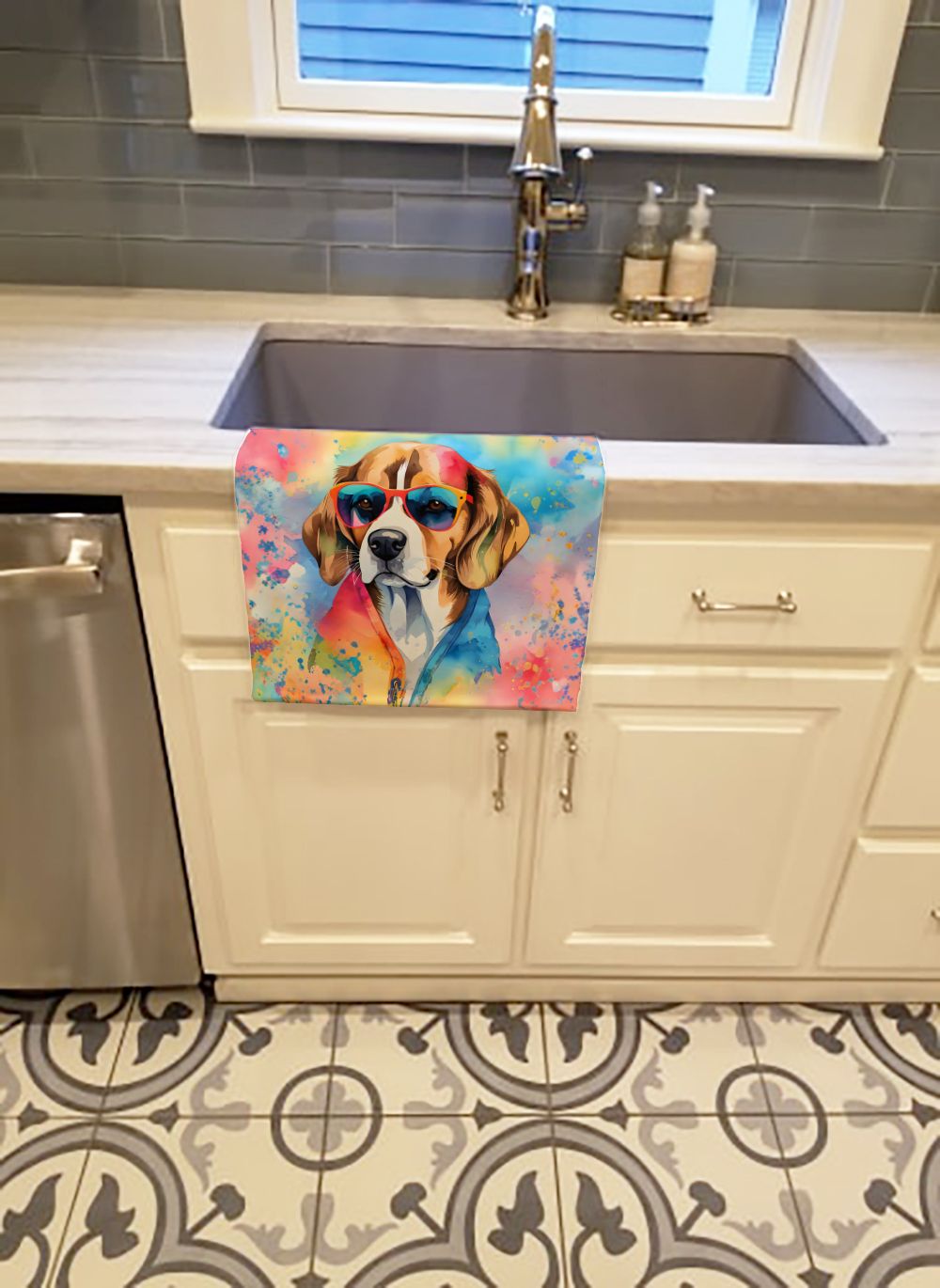 Beagle Hippie Dawg Decorative Kitchen Towel