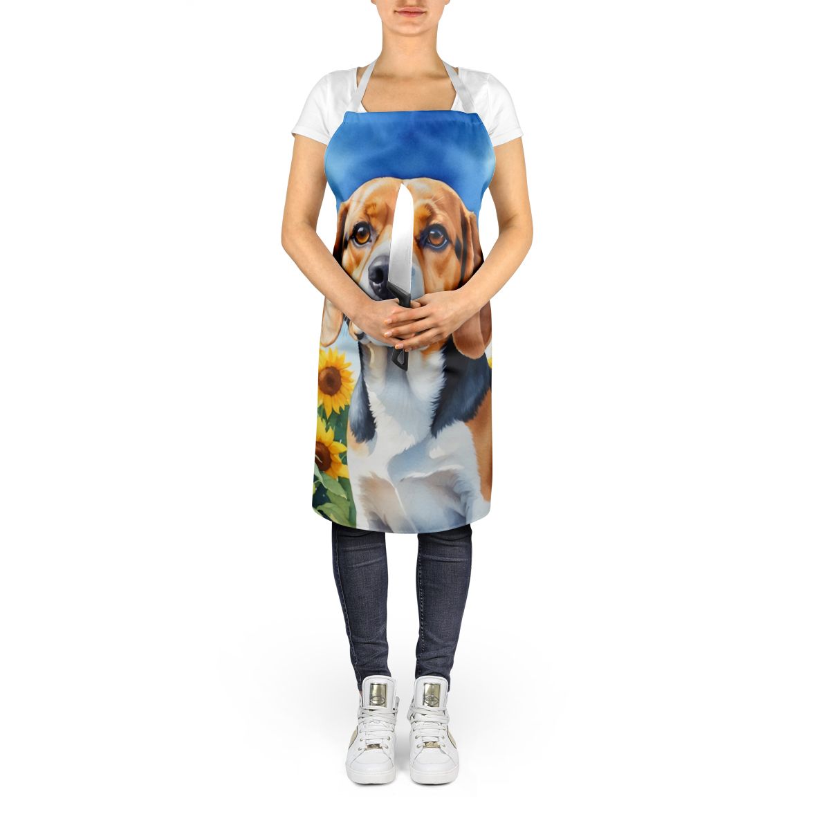 Beagle in Sunflowers Bib Apron