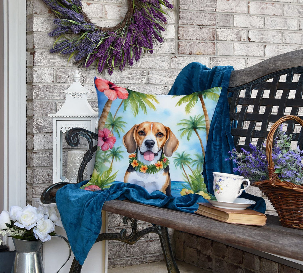 Beagle Luau Indoor and Outdoor Throw Pillow