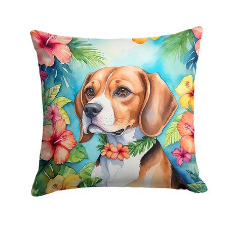 Beagle Luau Throw Pillow Machine Washable, Indoor Outdoor Decorative Pillow for Couch, Bed