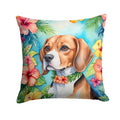 Beagle Luau Throw Pillow Machine Washable, Indoor Outdoor Decorative Pillow for Couch, Bed