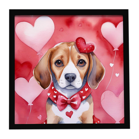 Beagle My Valentine Framed Metal Wall Art