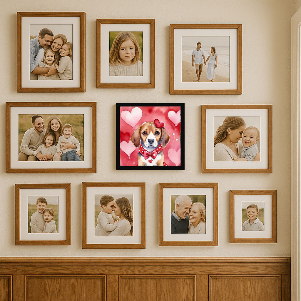 Beagle My Valentine Framed Metal Wall Art