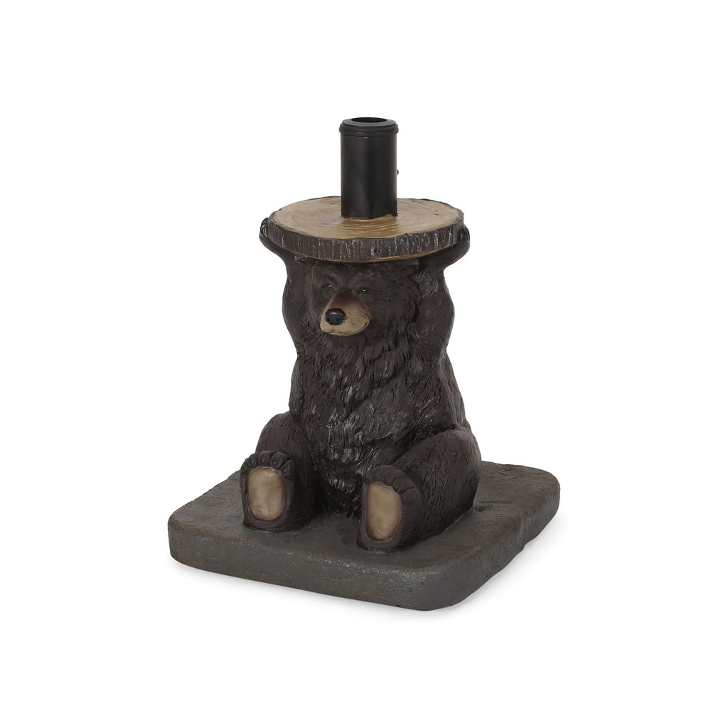 Dark Brown Bear Umbrella Base with Handcrafted Detail