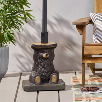 Dark Brown Bear Umbrella Base with Handcrafted Detail