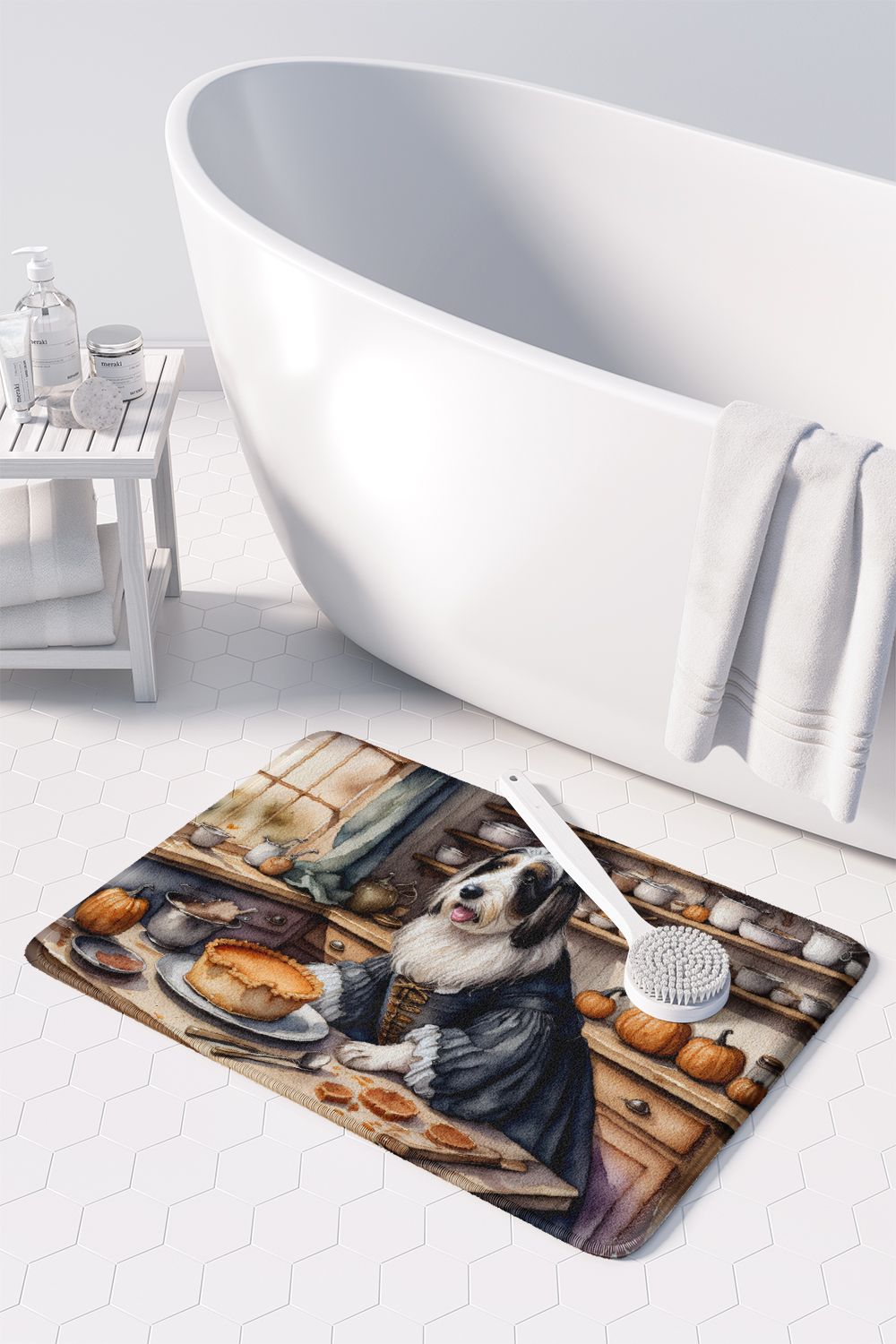 Bearded Collie Fall Pumpkin Cushioned Floor Mat