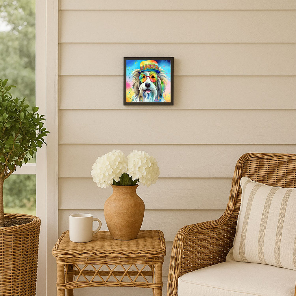 Bearded Collie Hippie Dawg Framed Wall Art