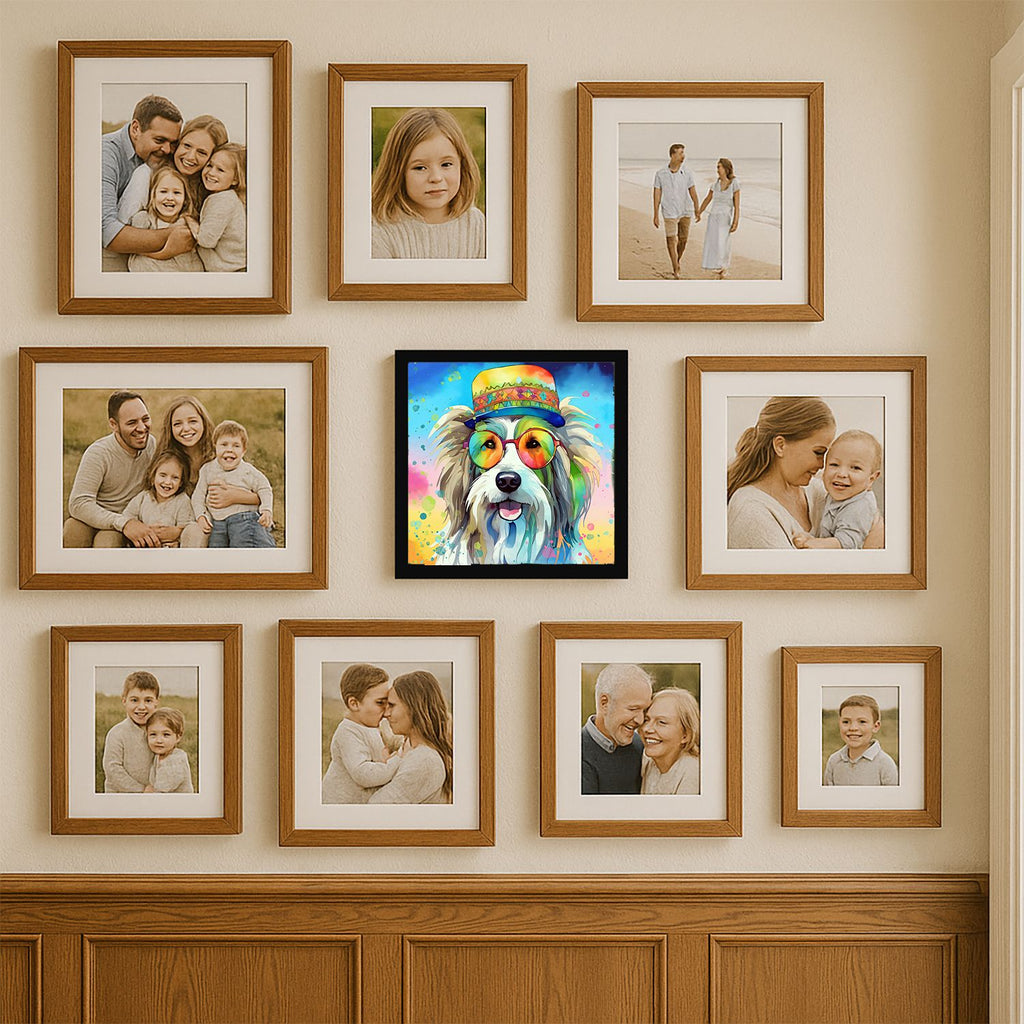 Bearded Collie Hippie Dawg Framed Wall Art