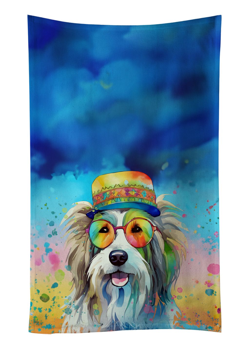Bearded Collie Hippie Dawg Kitchen Towel