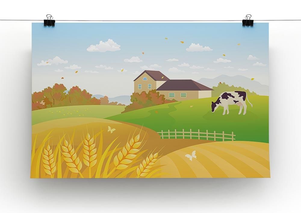 Grazing Cow in a Fall Countryside Wall Art
