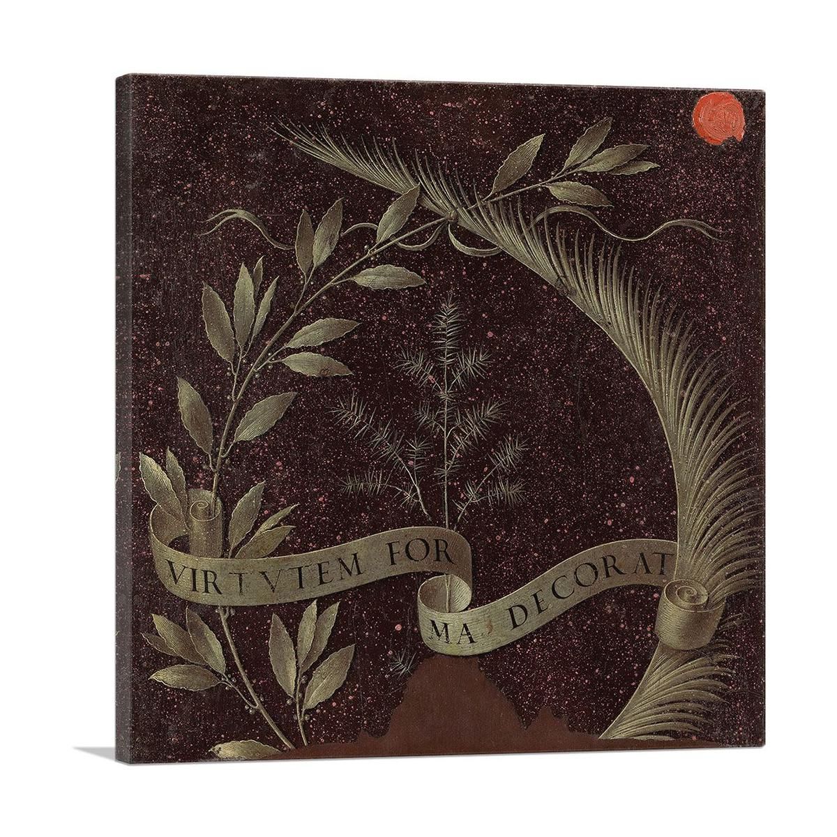Beauty Adorns Virtue - Scroll inscribed Virtutem Forum Decorat 1474