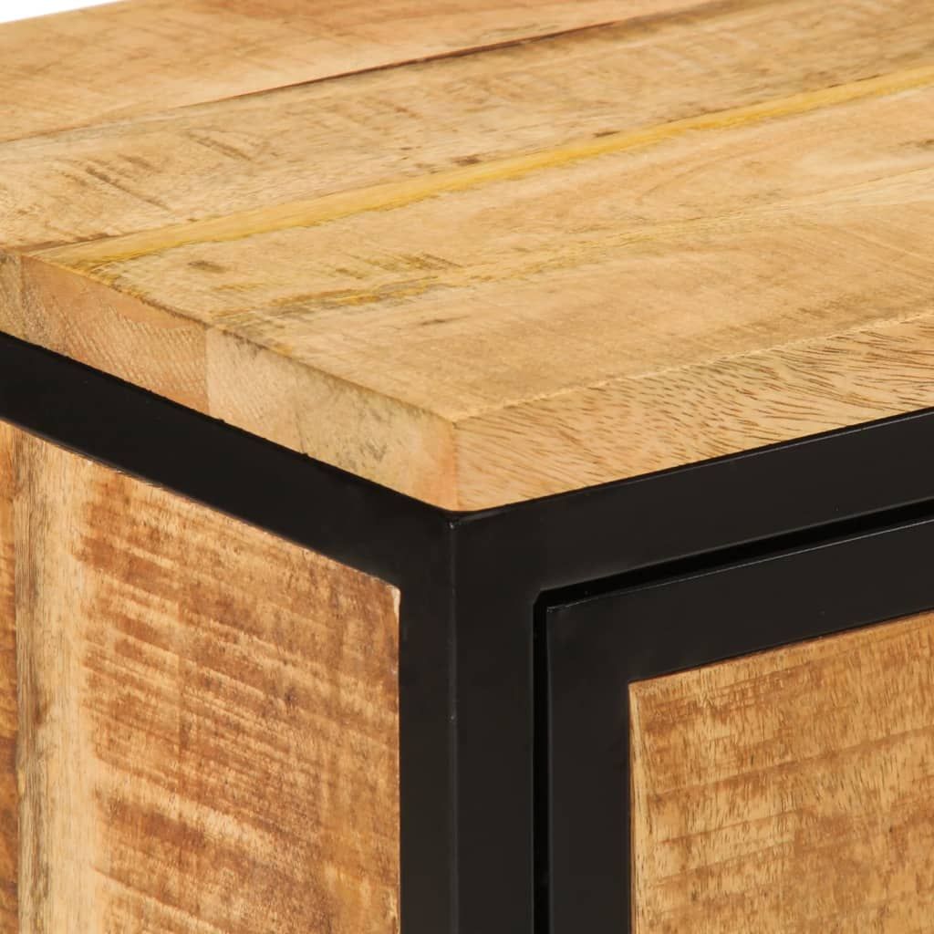 Rough-Finish Mango Wood Bedside Cabinet with Storage