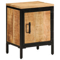Rough-Finish Mango Wood Bedside Cabinet with Storage