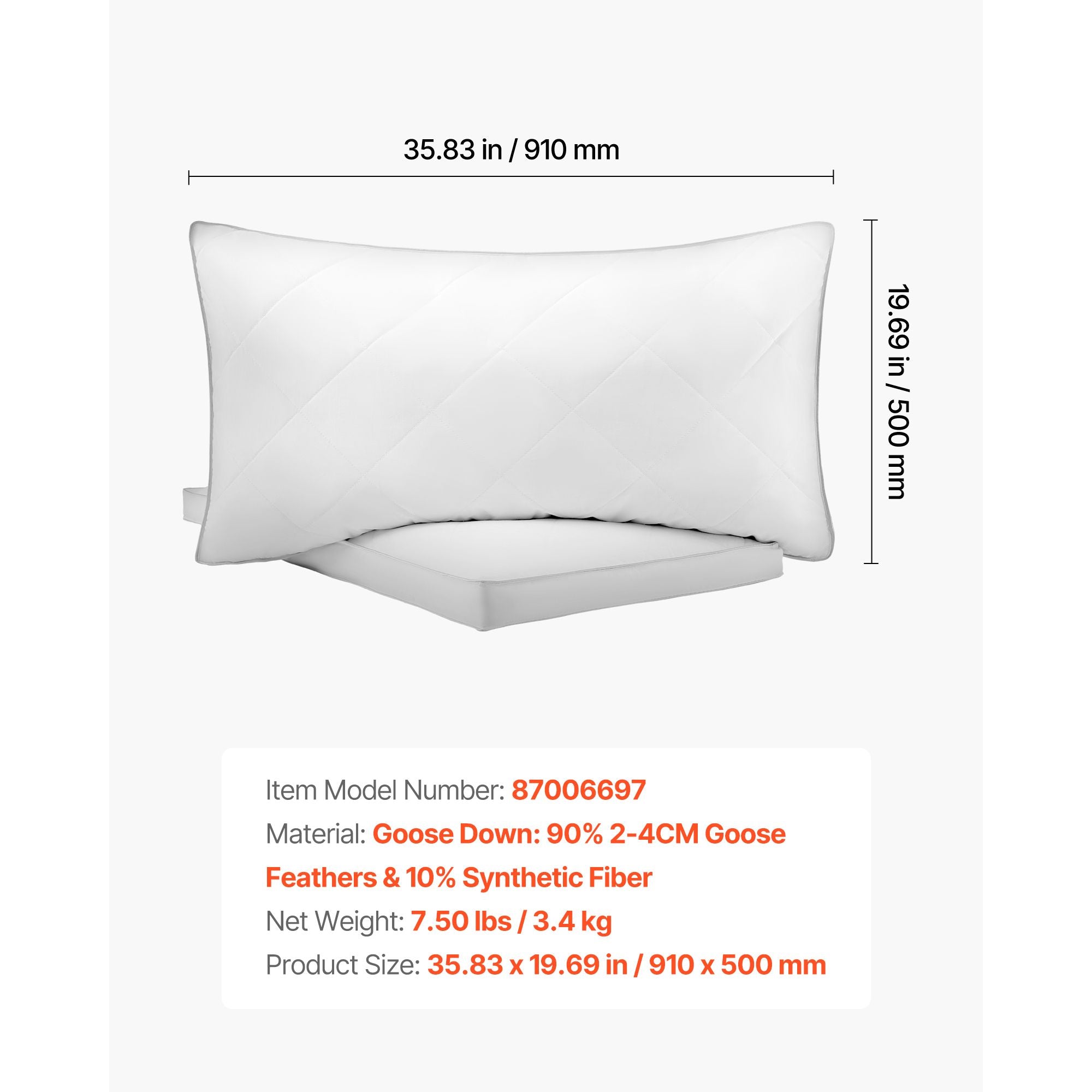 King Size Pillows for Sleeping - Supportive and Fluffy Set of 2